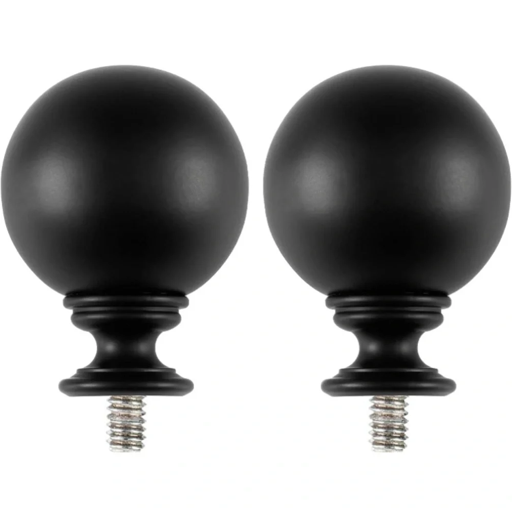 Curtain Rod Finials Round Black Matte